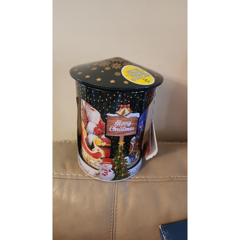 Grandma Wild's Biscuit Rotating Musical Christmas Tin Music Box Jingle Bells